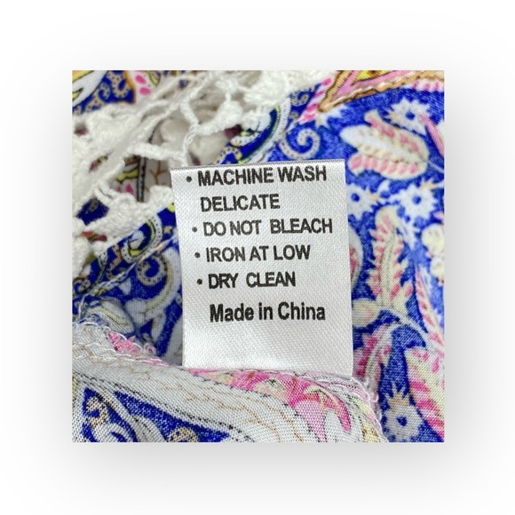 new Millau ꧁ Cold Shoulder Lace Fringe Festival Crop Top ꧁ Multicolor Print ꧂ XS - Picture 11 of 16